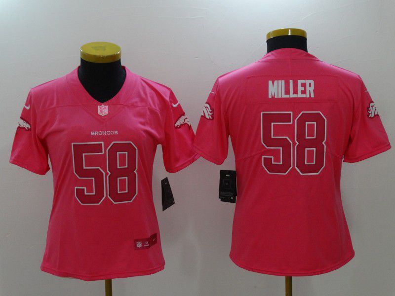 Women Denver Broncos #58 Miller Pink Nike Vapor Untouchable Limited NFL Jerseys->women nfl jersey->Women Jersey